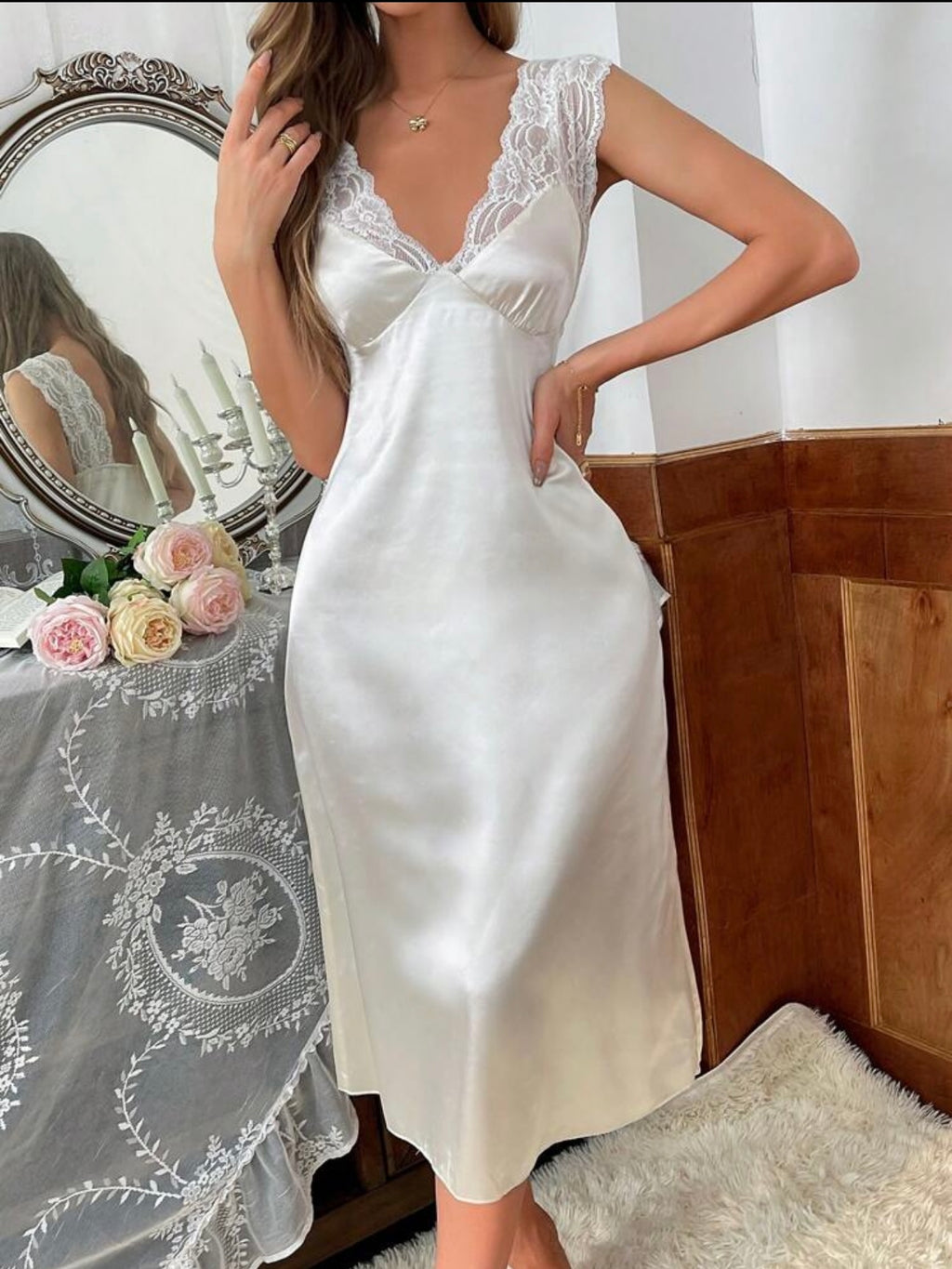 Personalized Embroidery Bridal Satin Dress