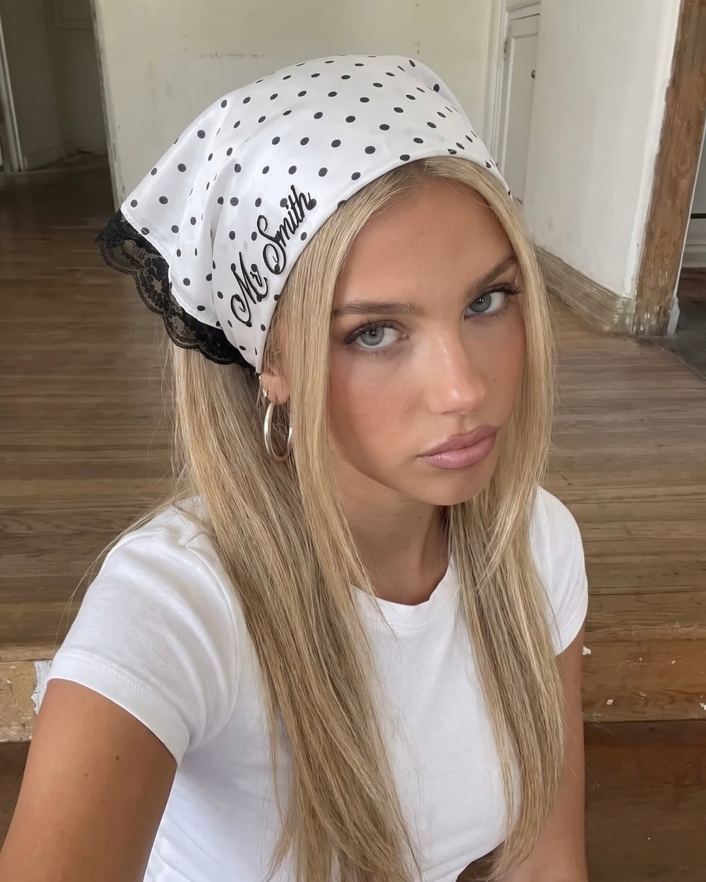 Personalized Embroidery Hairband Polka Dot