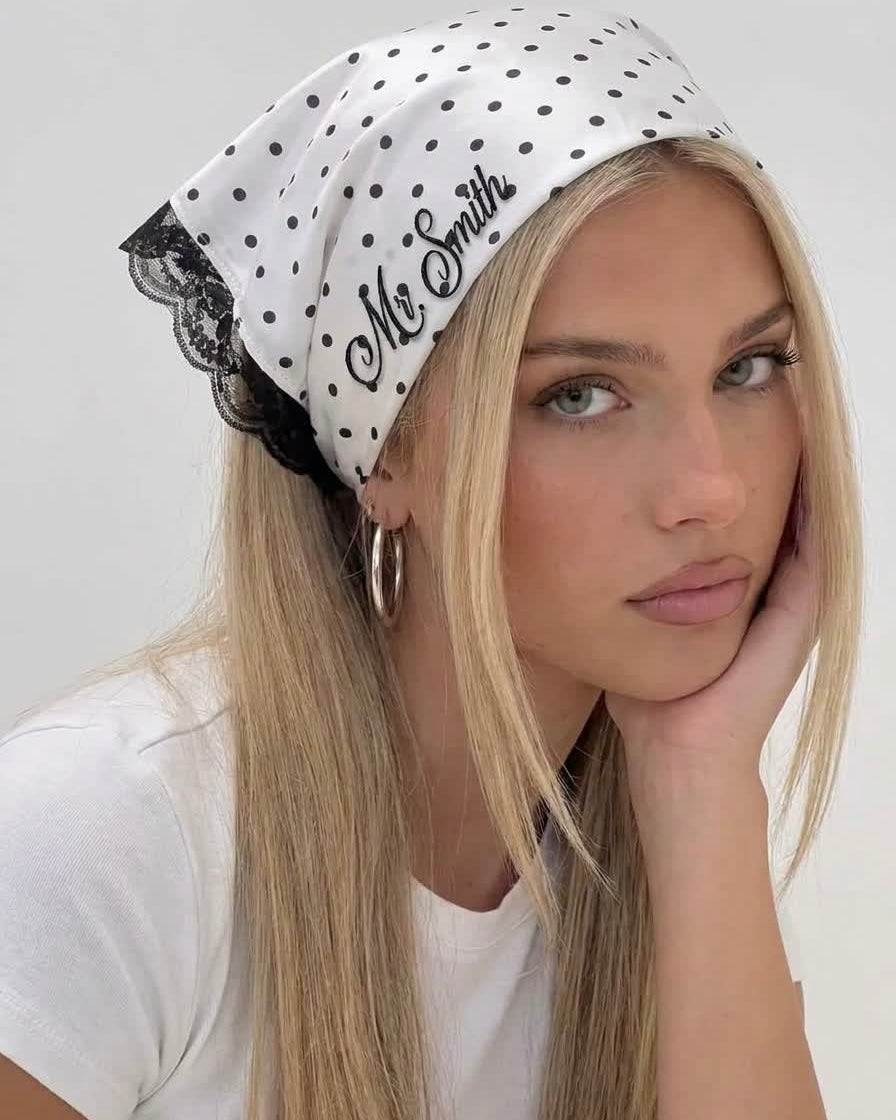 Personalized Embroidery Hairband Polka Dot