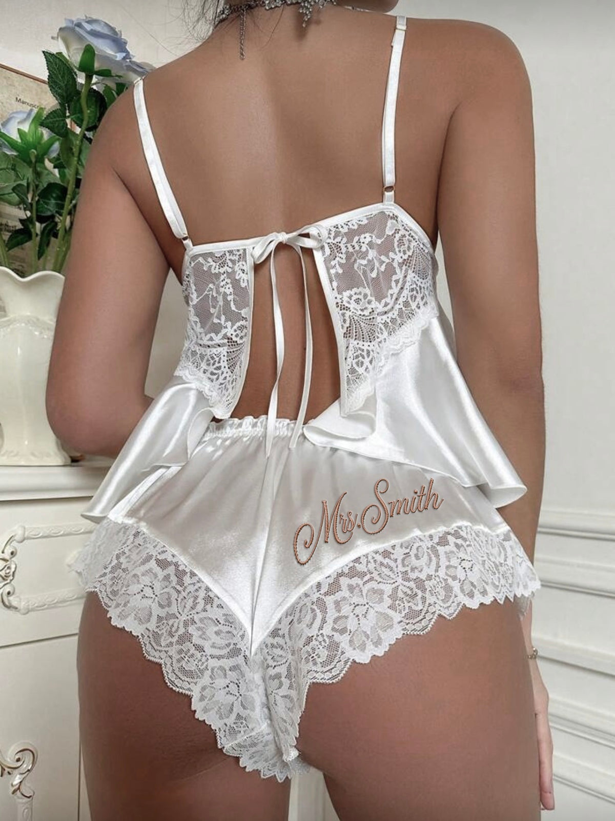 Personalized Embroidery Bridal Lingerie Satin Set
