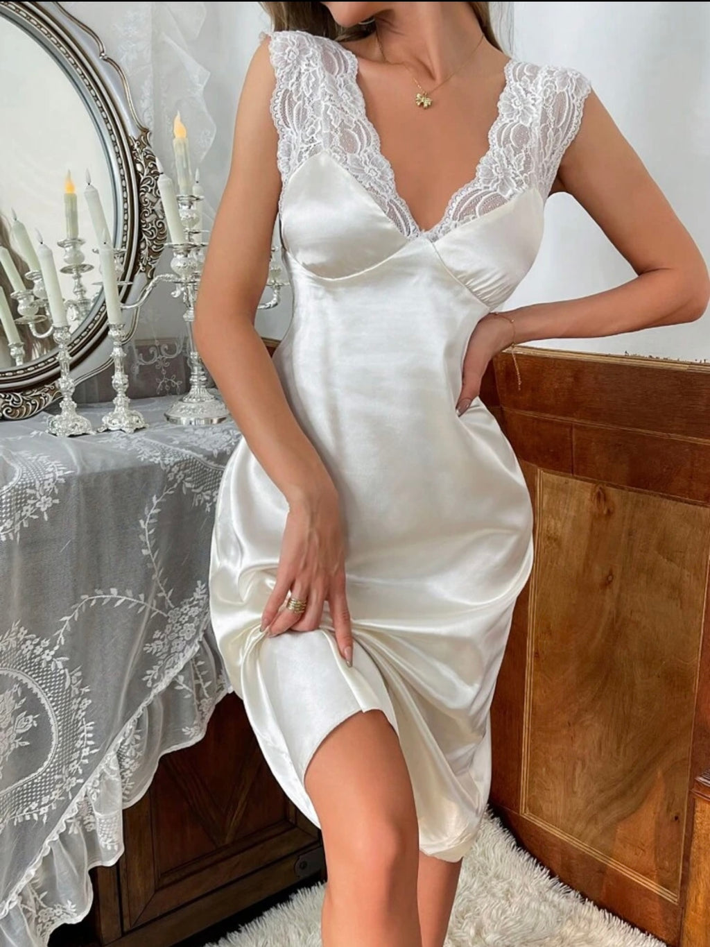 Personalized Embroidery Bridal Satin Dress