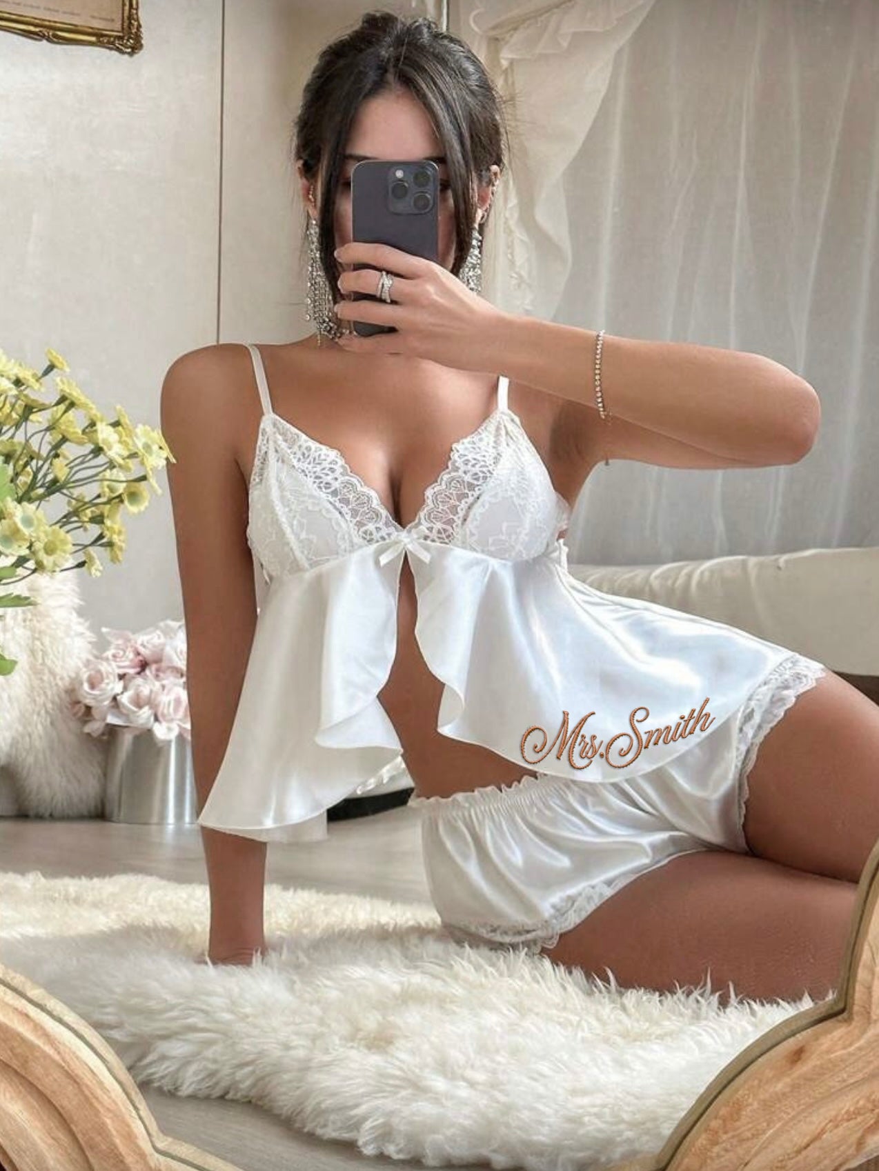 Personalized Embroidery Bridal Lingerie Satin Set