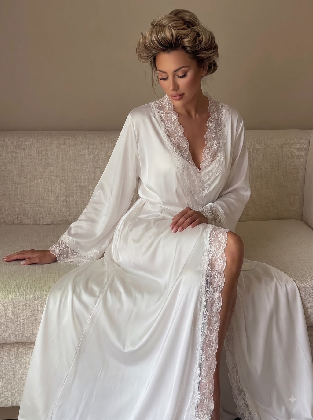 Personalized Embroidery Bridal Satin Robe Women