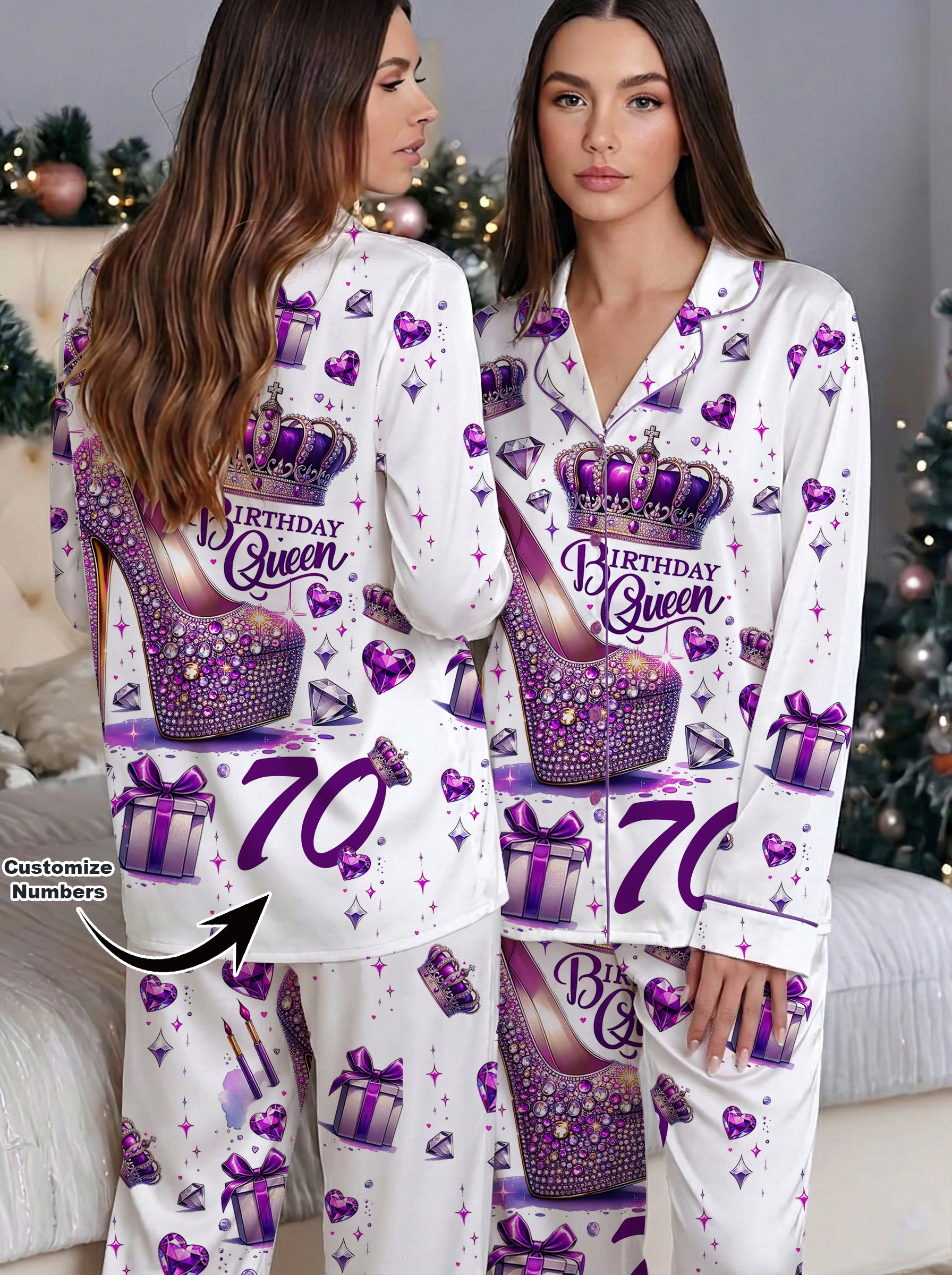 Customized Birthday Queen Satin Pajama Set