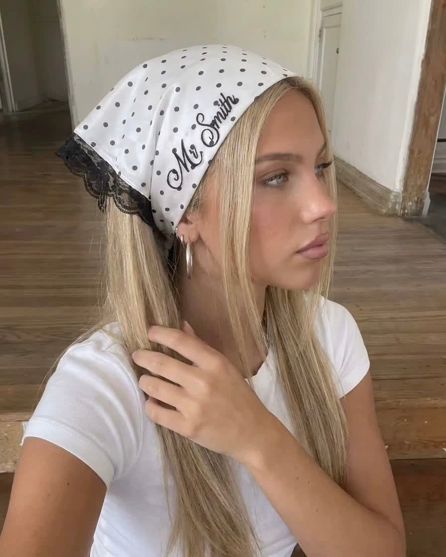 Personalized Embroidery Hairband Polka Dot