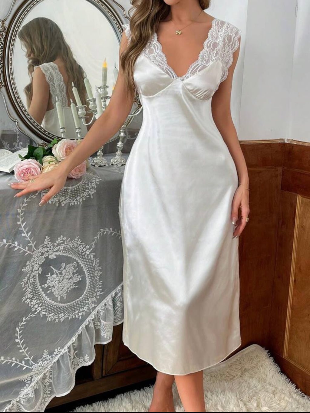 Personalized Embroidery Bridal Satin Dress