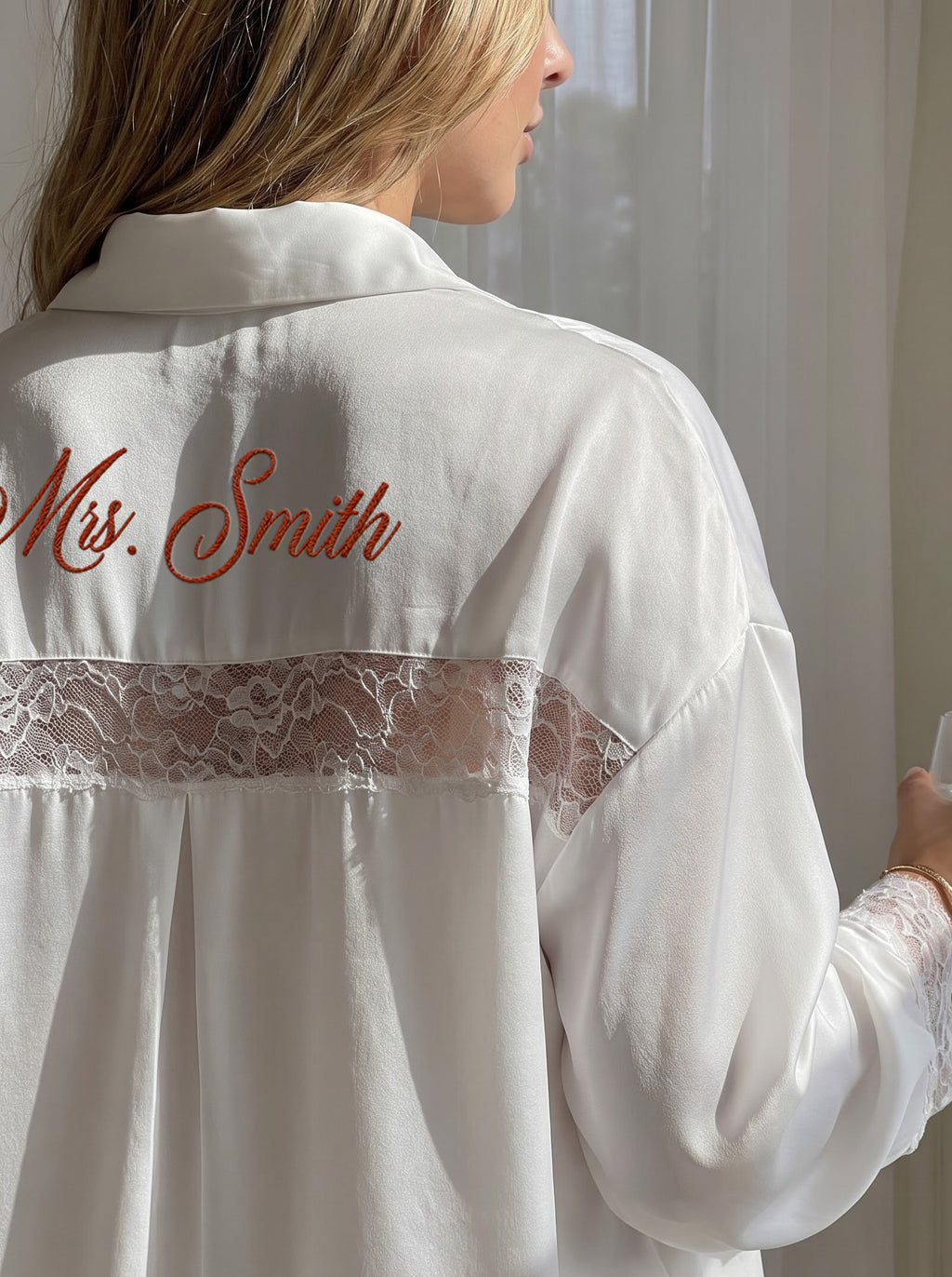 Personalized Embroidery Bridal Satin Pajama Set