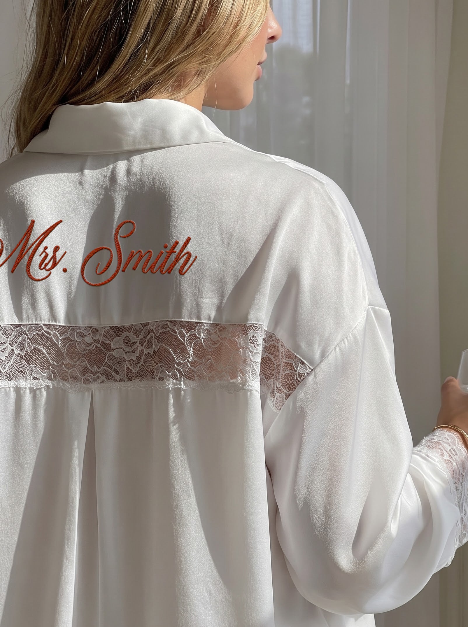 Personalized Embroidery Bridal Satin Pajama Set