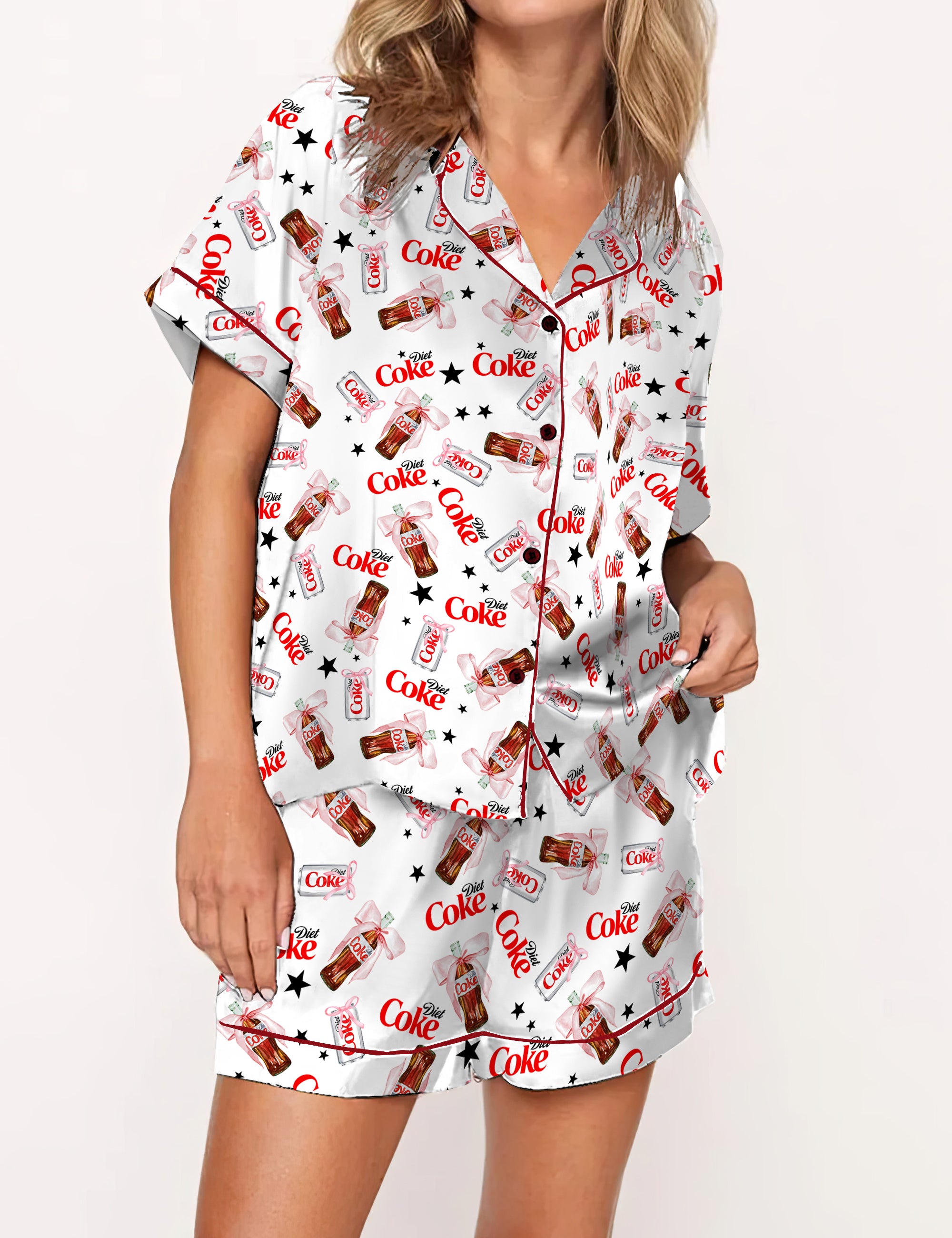 Cute Drinks Satin Pajama Set