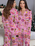 Donuts Pink Satin Pajama Set