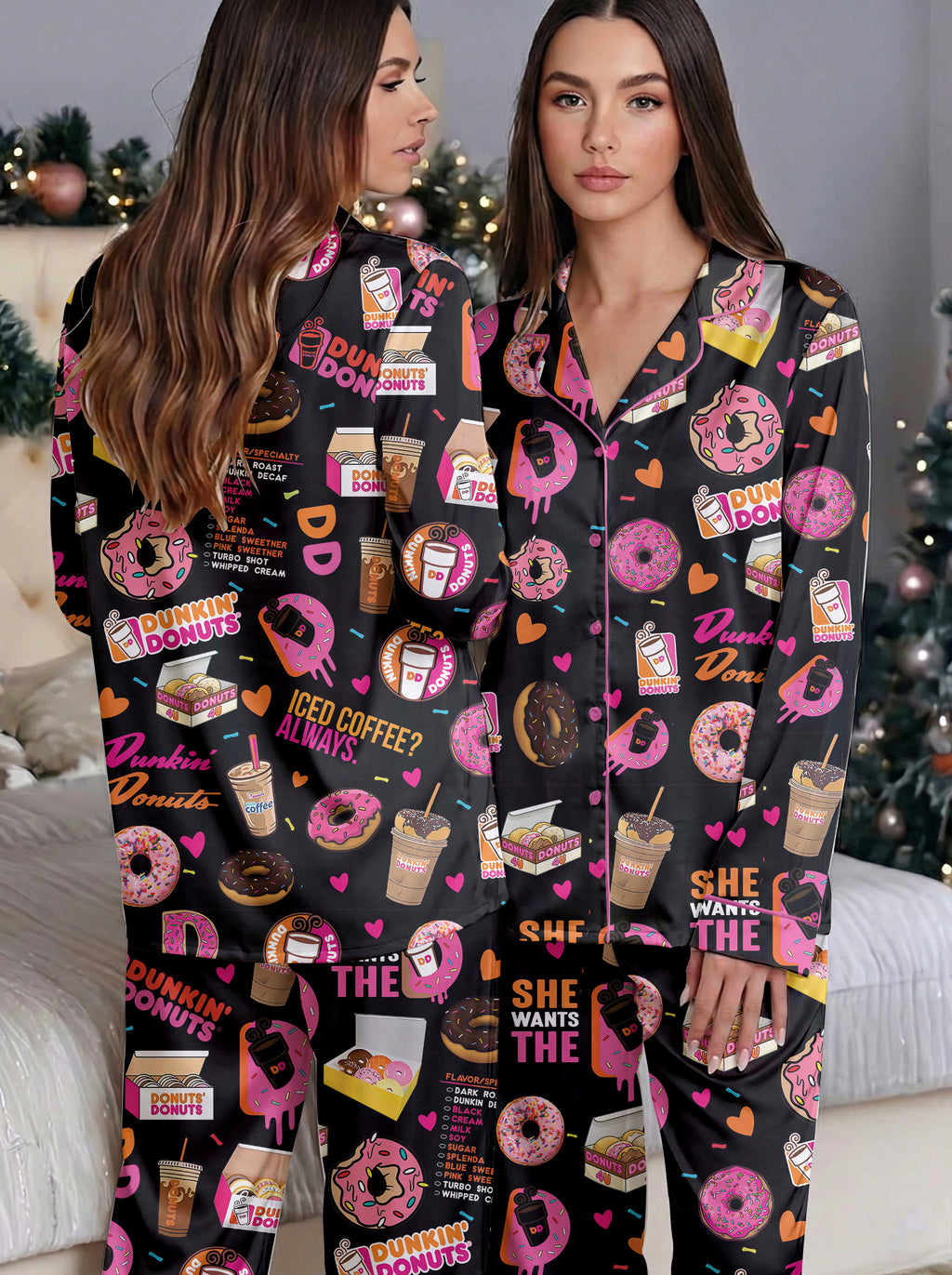 Donuts Satin Pajama Set