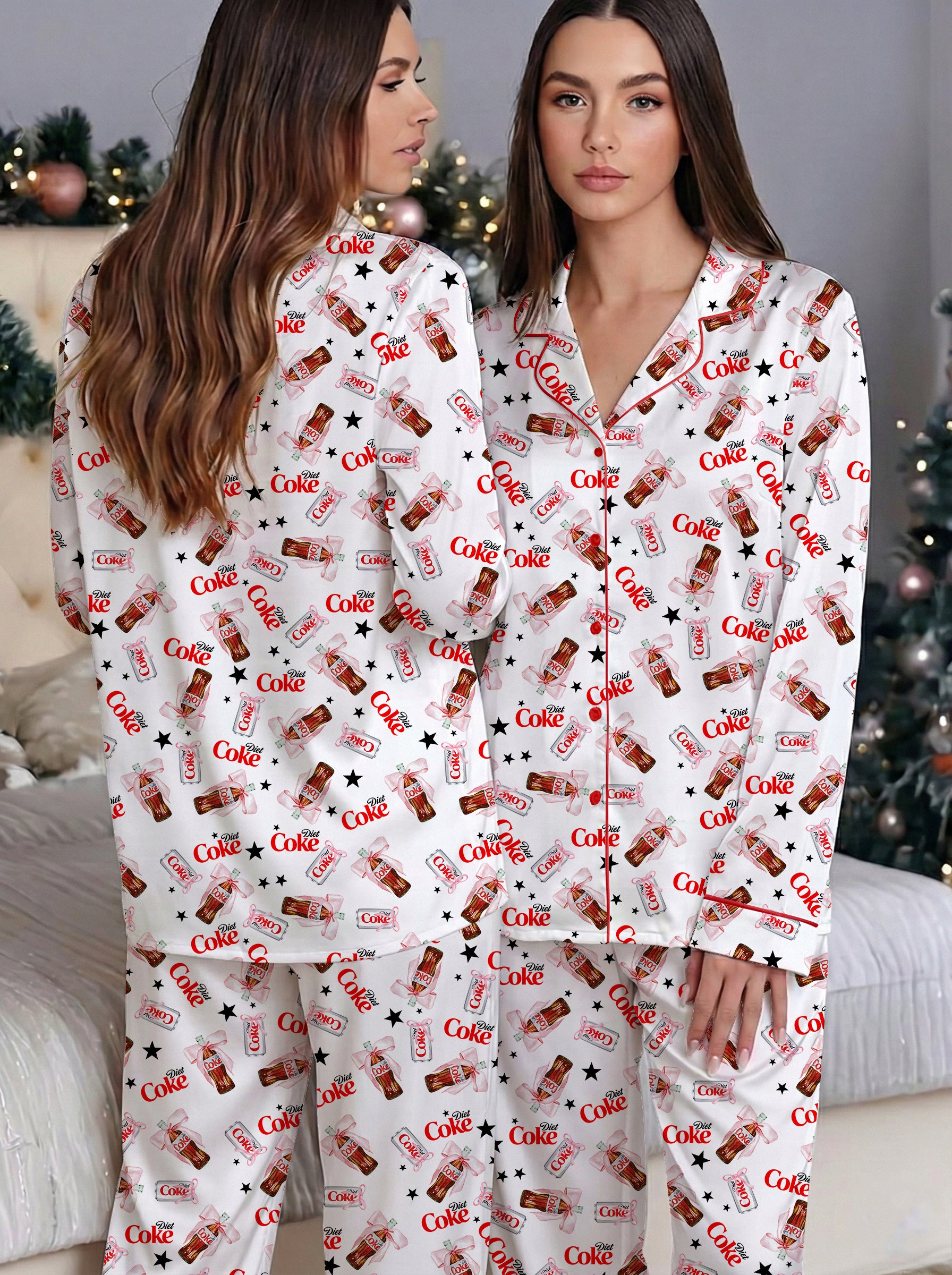 Cute Drinks Satin Pajama Set