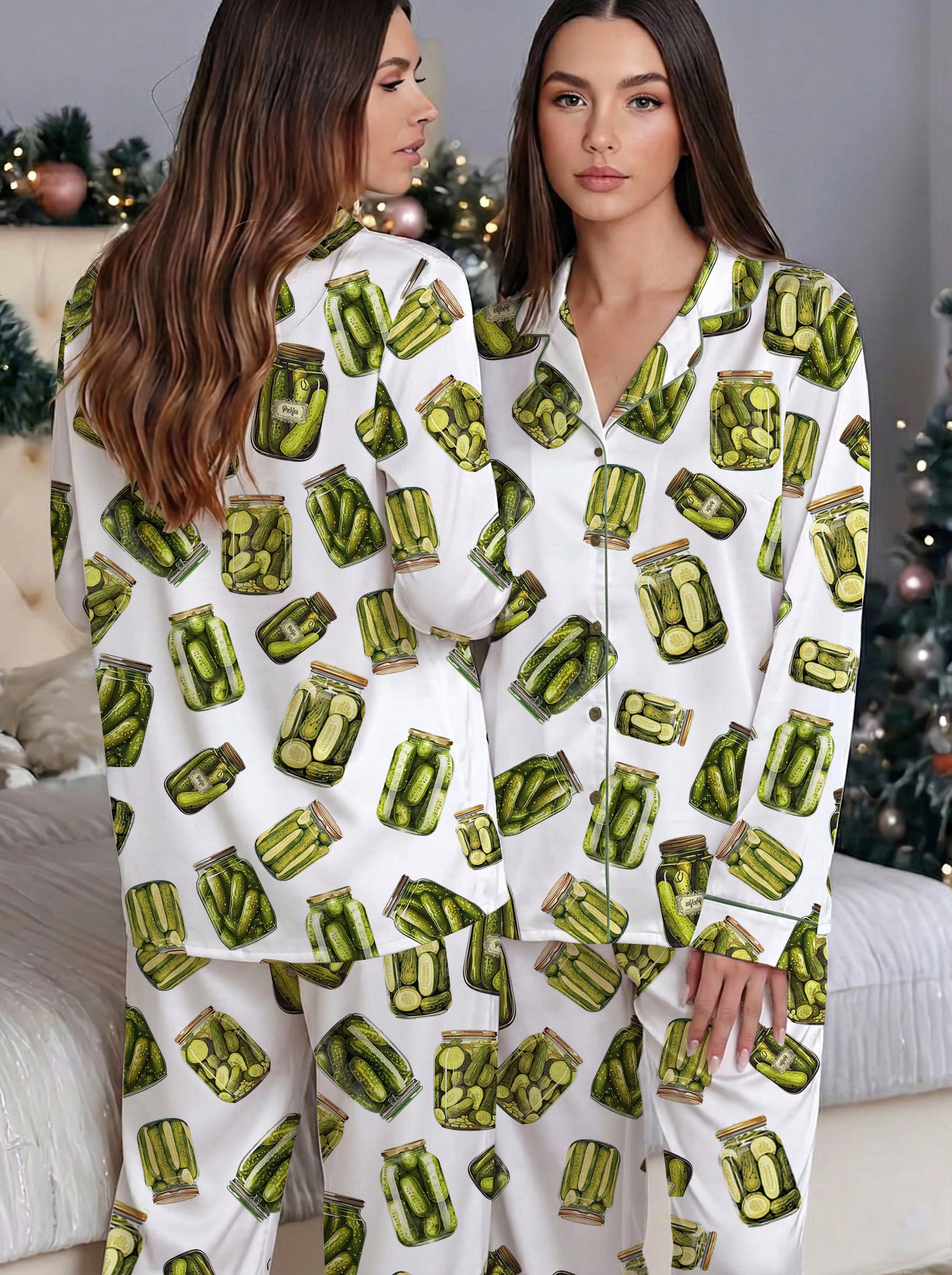 Cute Pickles Satin Pajama Set
