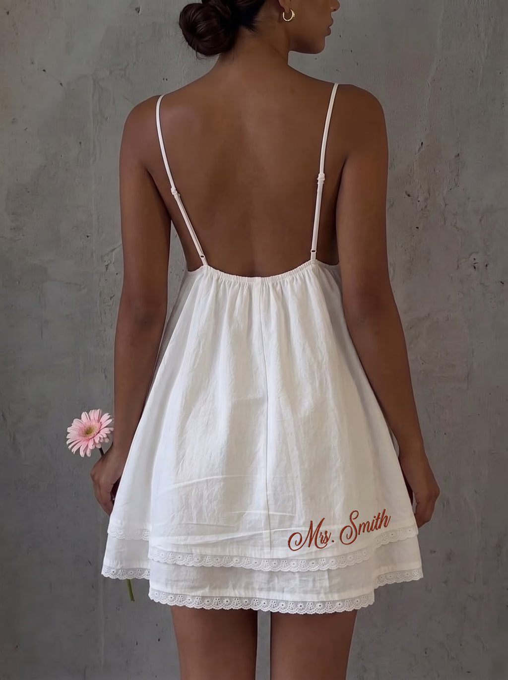 Personalized Embroidery Bridal Babydoll Dress