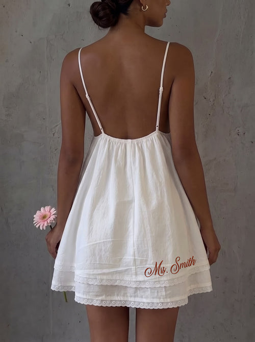 Personalized Embroidery Bridal Babydoll Dress